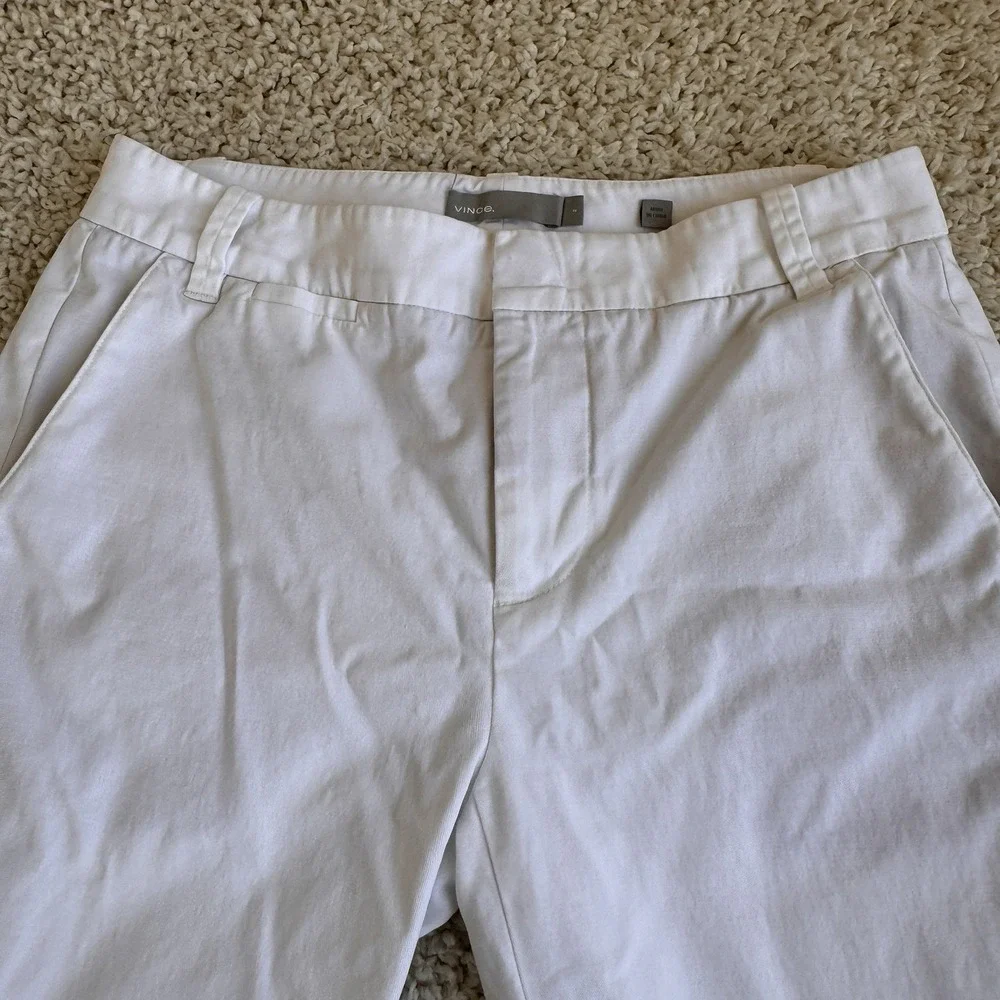 Vince Women's White Bermuda Shorts Size 2 Cotton Linen Stretch Casual Summer